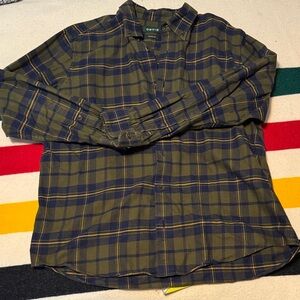 Orvis Men's Yellow and Blue Plaid Button Down Shirt